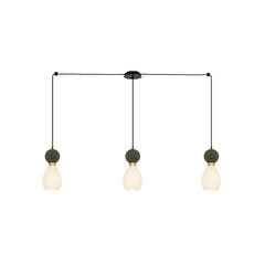 Suspension ZAMBELIS 3xE14 DESIGN Noir Mat et Vert Sans Source FS