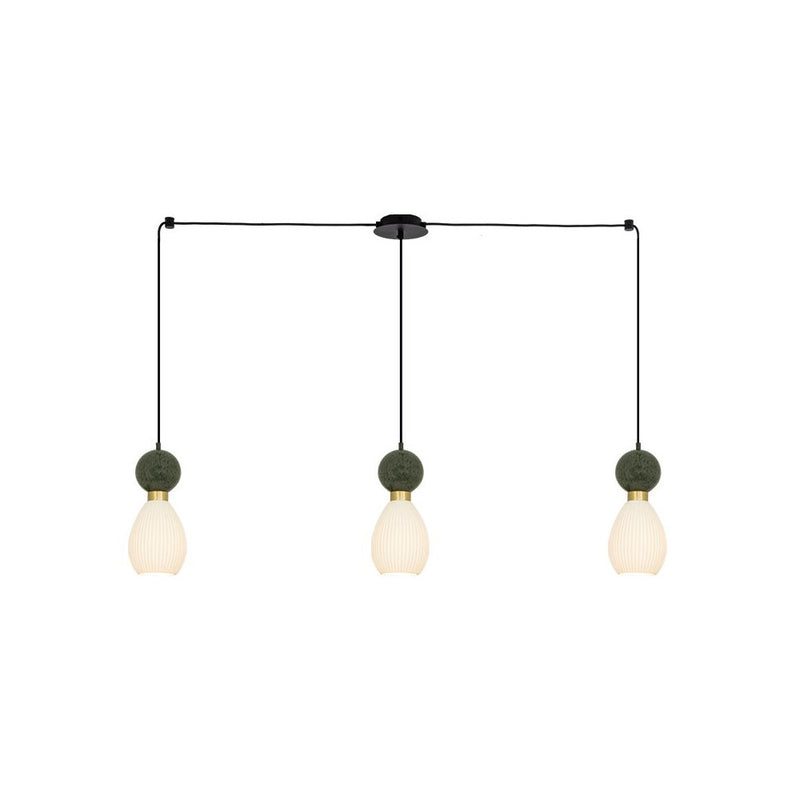 Suspension ZAMBELIS 3xE14 DESIGN Noir Mat et Vert Sans Source FS