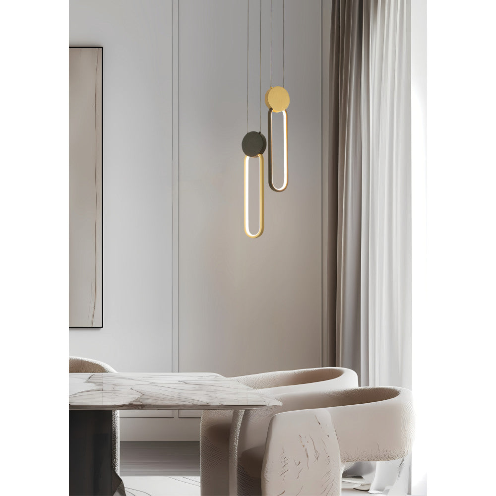 Suspension ZAMBELIS D100 13W Dimmable DESIGN Noir Mat et Dore 23101