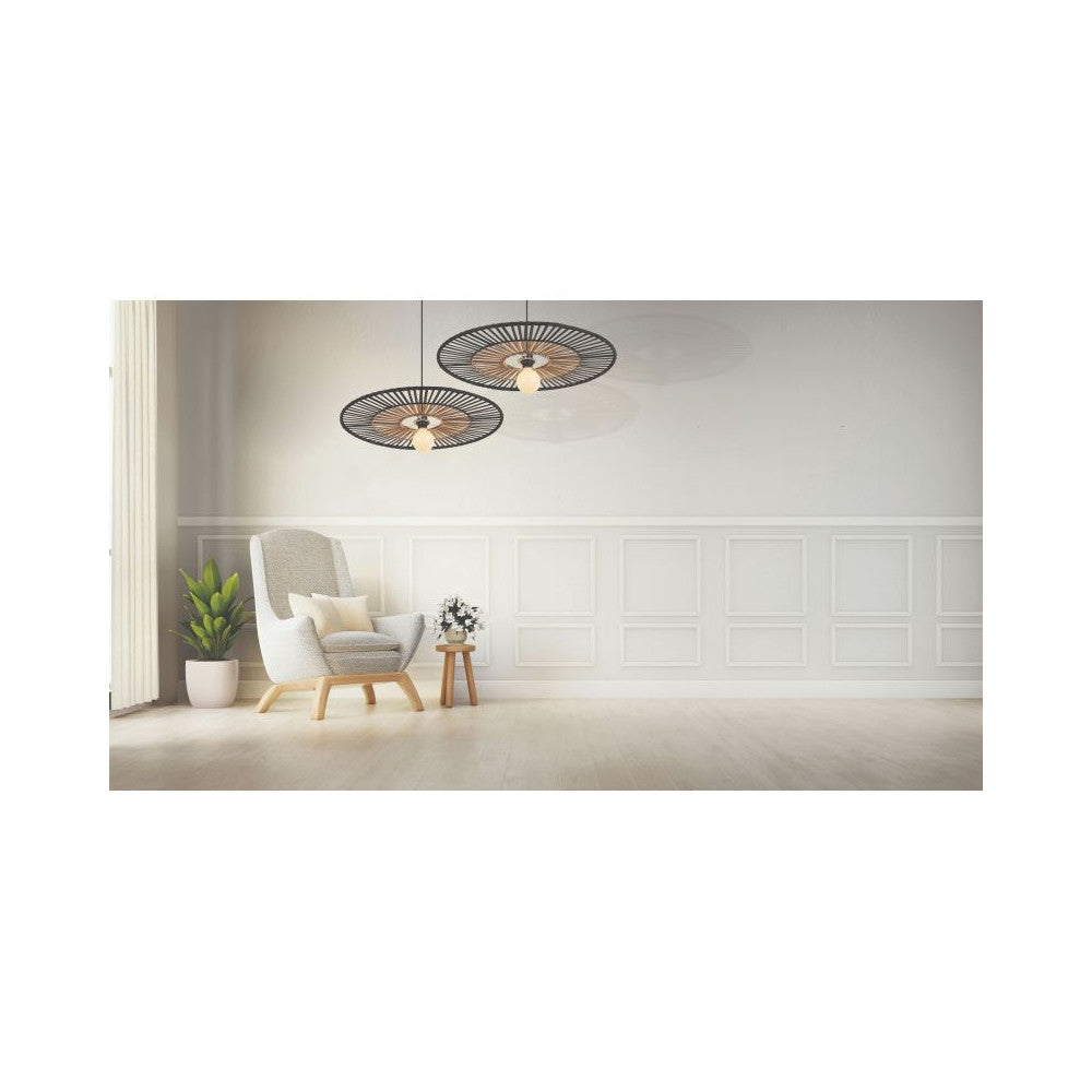 Suspension ZAMBELIS D400 E27 DESIGN Bambou Noir Sans Source 19105