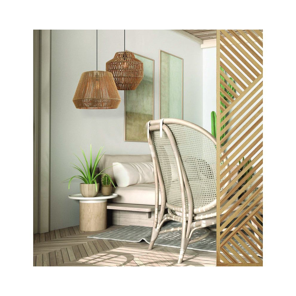 Suspension ZAMBELIS D480 E27 DESIGN Rotin Sans Source 20237