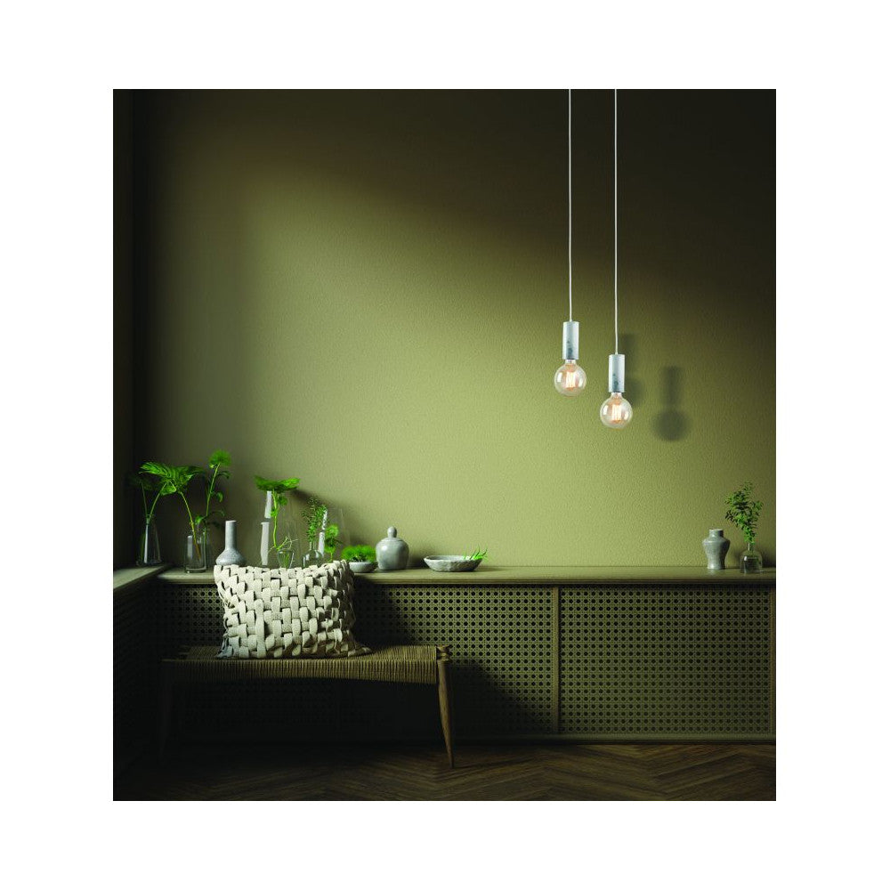 Suspension ZAMBELIS D60 E27 DESIGN Blanc Marbre Sans Source 17157