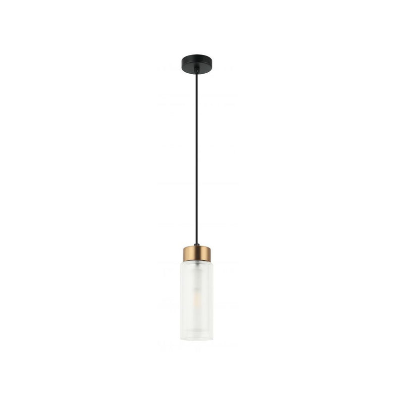 Suspension ZAMBELIS D80 E14 DESIGN Noir Sable et Laiton Sans Source 22137