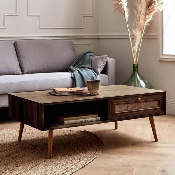 Couchtisch aus Holz und Wiener Geflecht | Régate