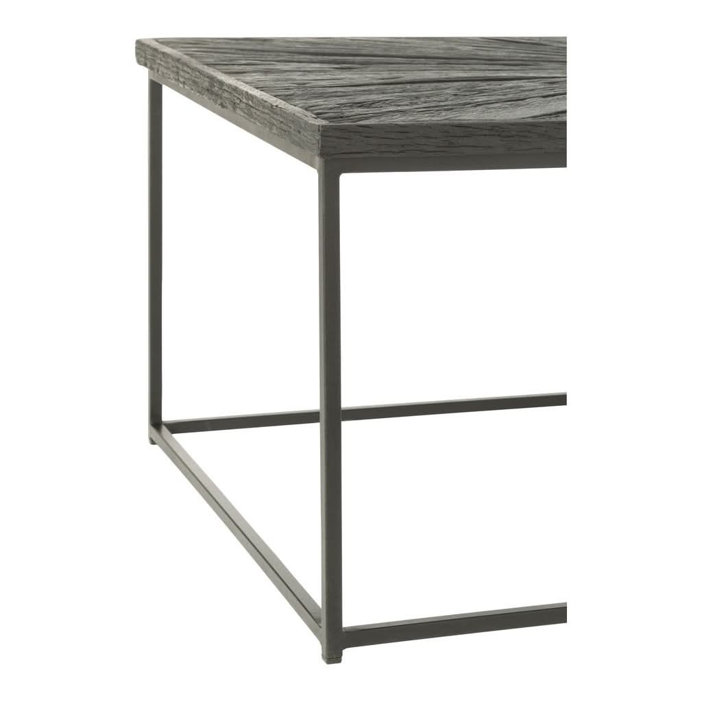 Couchtisch aus Holz und schwarzem Eisen