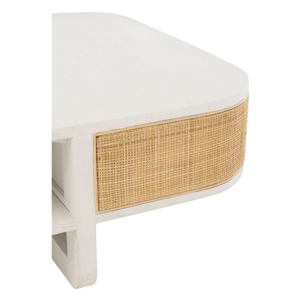 Table Basse Exotique Rattan Blanc - Designix