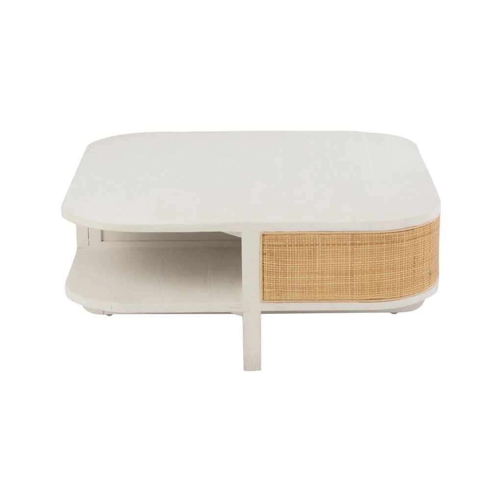 Table Basse Exotique Rattan Blanc