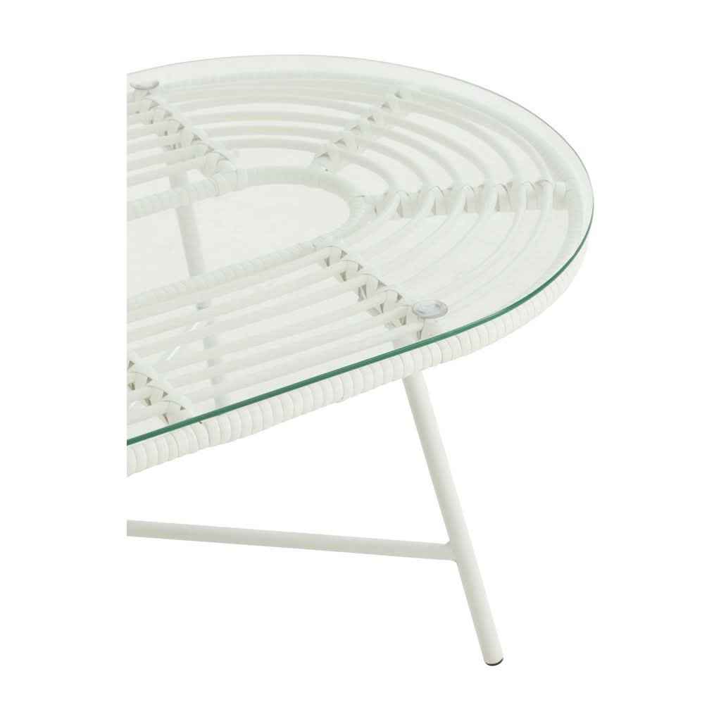 Table Basse Ovale Métal Verre Blanc - Designix