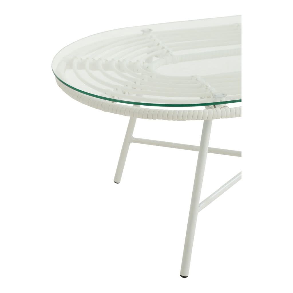 Table Basse Ovale Métal Verre Blanc - Designix