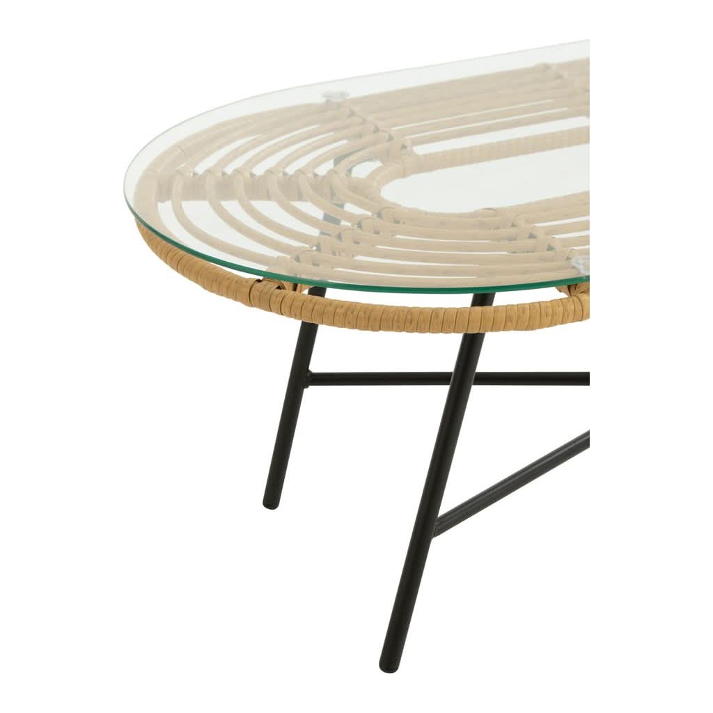 Table Basse Ovale Métal Verre - Designix