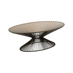 Ovaler Couchtisch aus Metall und Glas