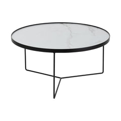 Runder Couchtisch in Schwarz-Weiß-Marmoroptik
