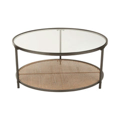 Runder Couchtisch aus Metall und Glas