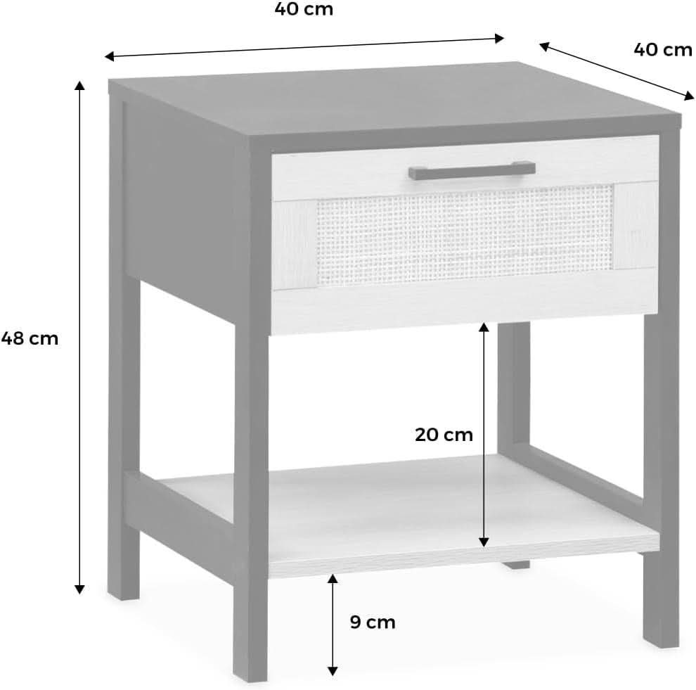 Table Chevet Noir Cannage | Zénith - Designix Table de Nuit