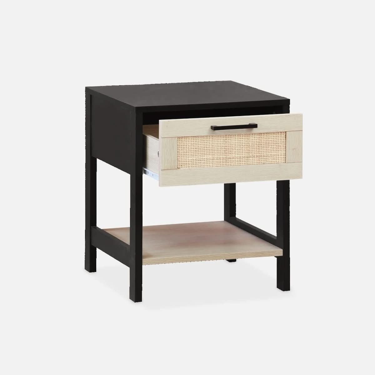 Table Chevet Noir Cannage | Zénith - Designix Table de Nuit