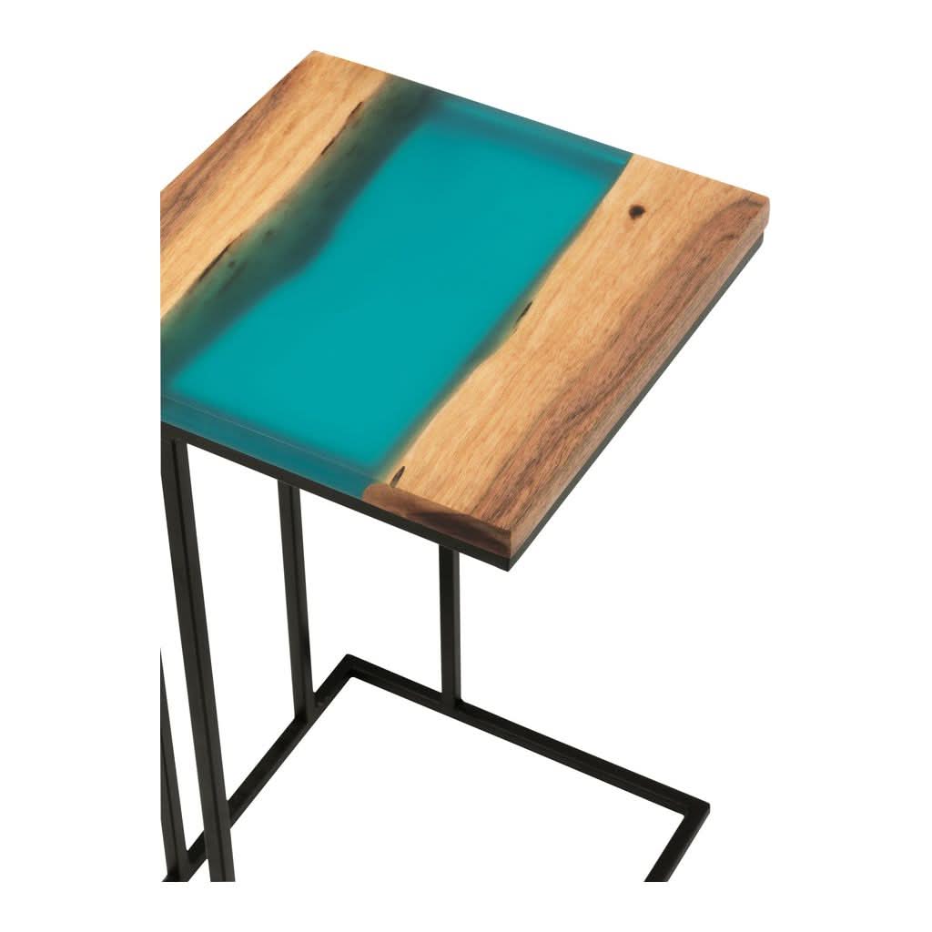 Table d'appoint Acacia Résine Bleue - Designix