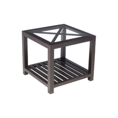 Beistelltisch Holz und schwarzes Glas