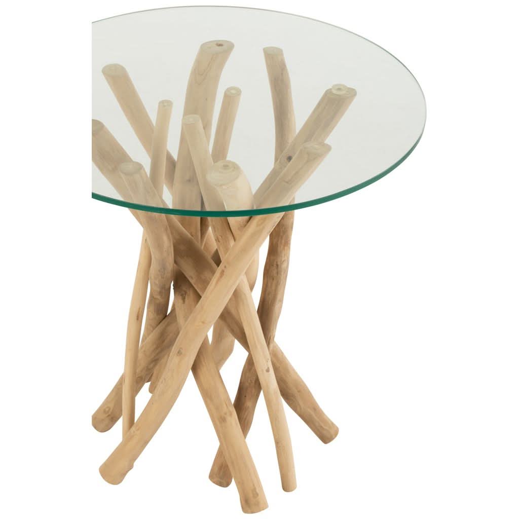 Table d'appoint Teck Naturel Verre - Designix