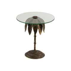 Beistelltisch Glas Metall Gold