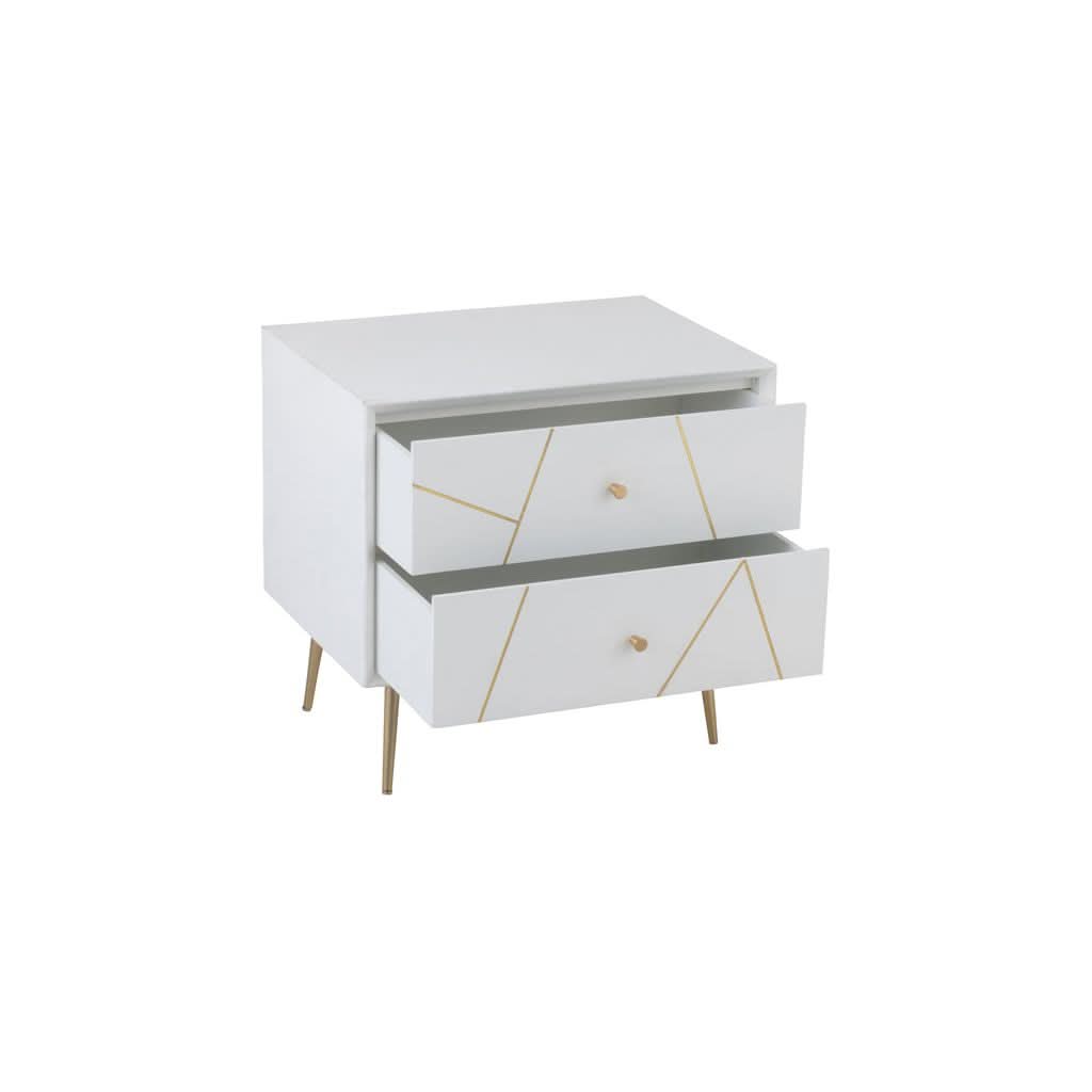 Table de Nuit Design Blanc Or - Designix