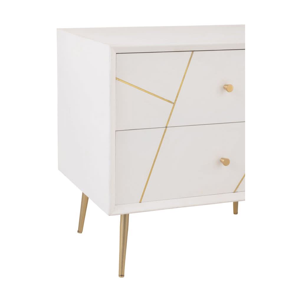 Designer-Nachttisch Weiß Gold