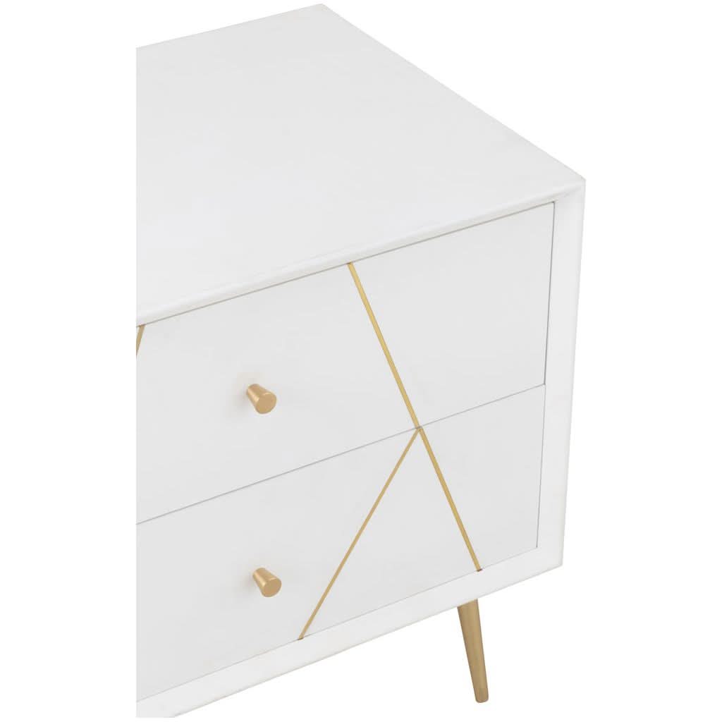 Table de Nuit Design Blanc Or - Designix