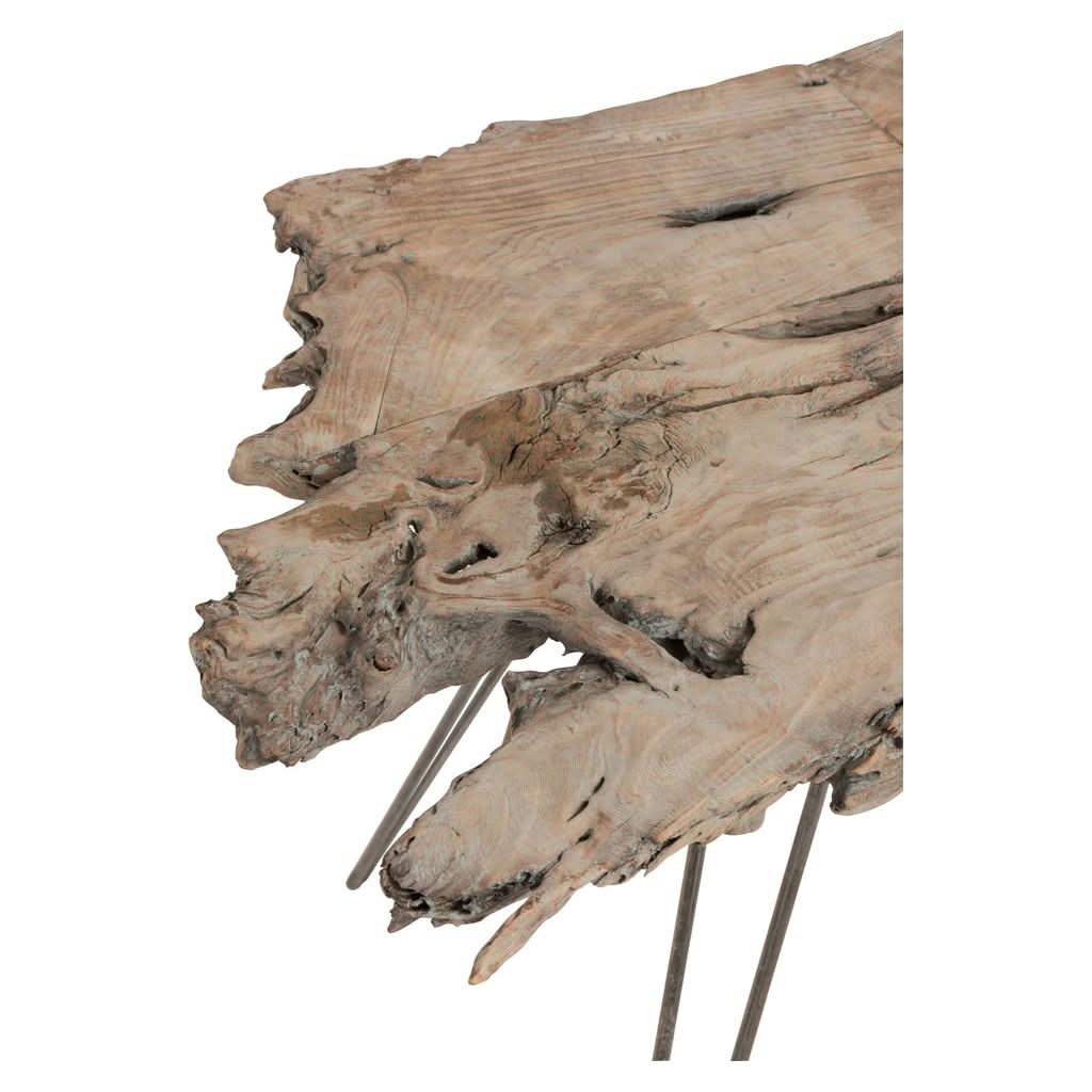 Irregulärer Tisch aus Holz und grauem Eisen