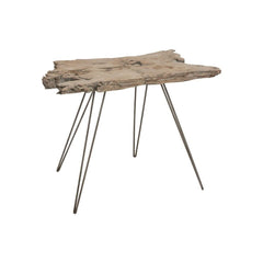 Irregulärer Tisch aus Holz und grauem Eisen