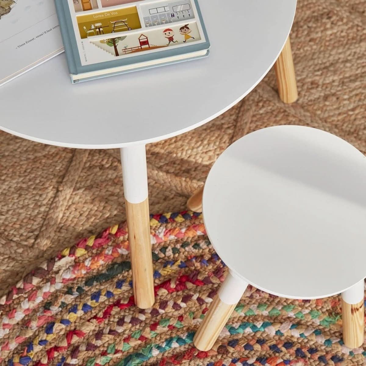 Table Ronde Enfant Pin | Neige - Designix Table Basse