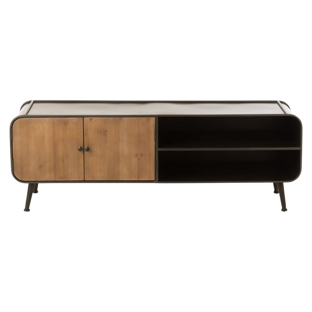 TV-Board Metall Holz Schwarz Natur