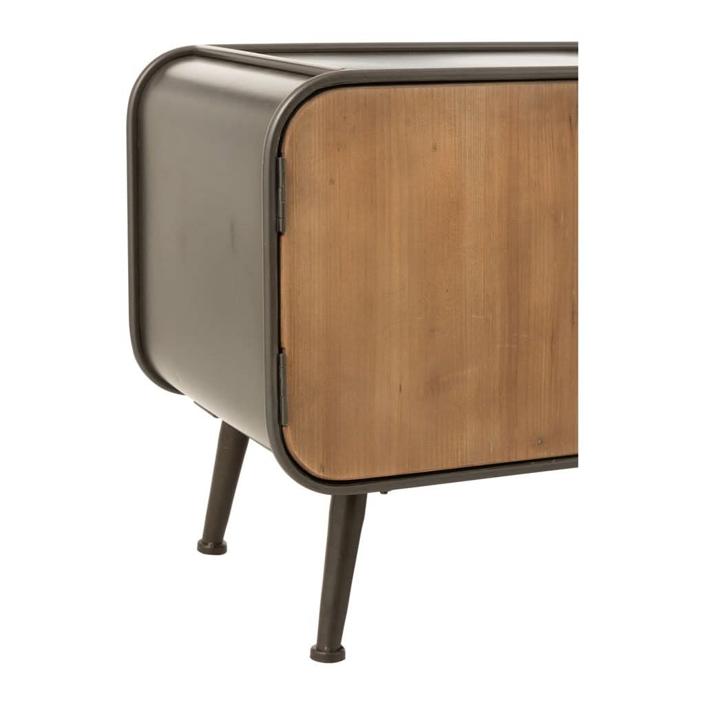 Table TV Métal Bois Noir Naturel - Designix