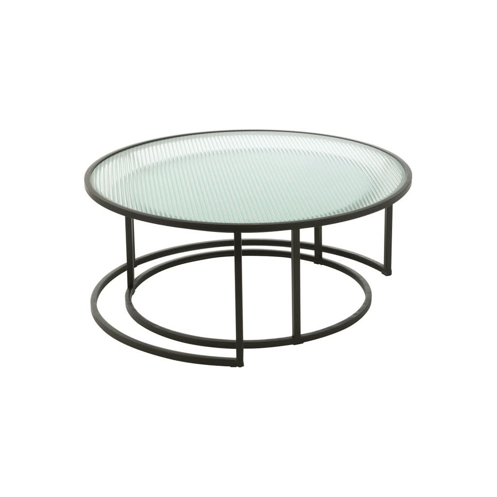 Tables Basses Rondes Métal Verre