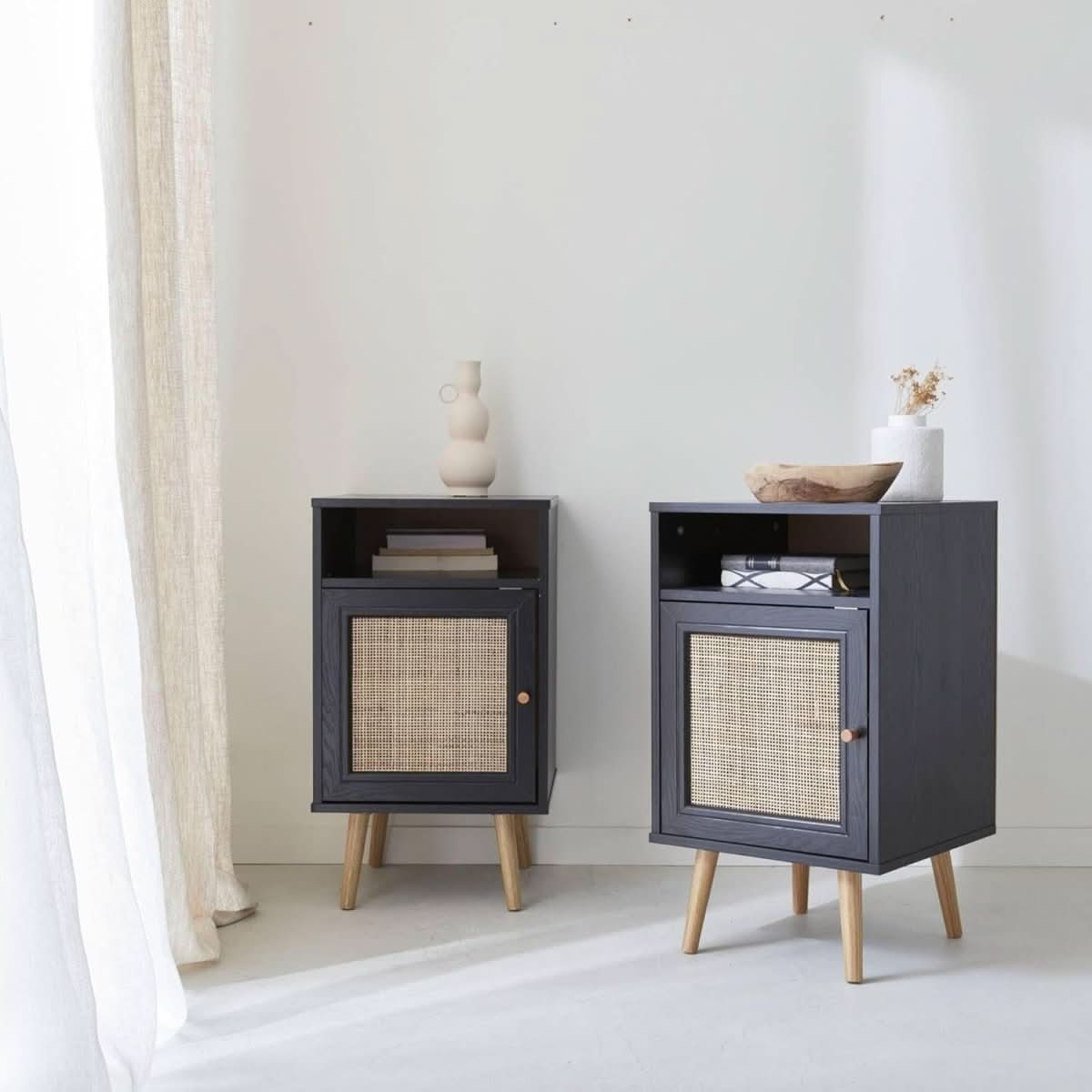 Tables Chevet Cannage Noir | Drap - Designix Table de Nuit