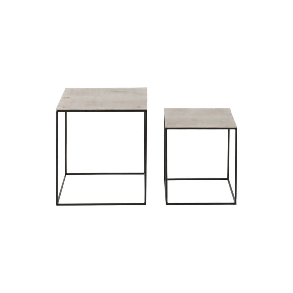 Quadratische Beistelltische aus Aluminium und Eisen