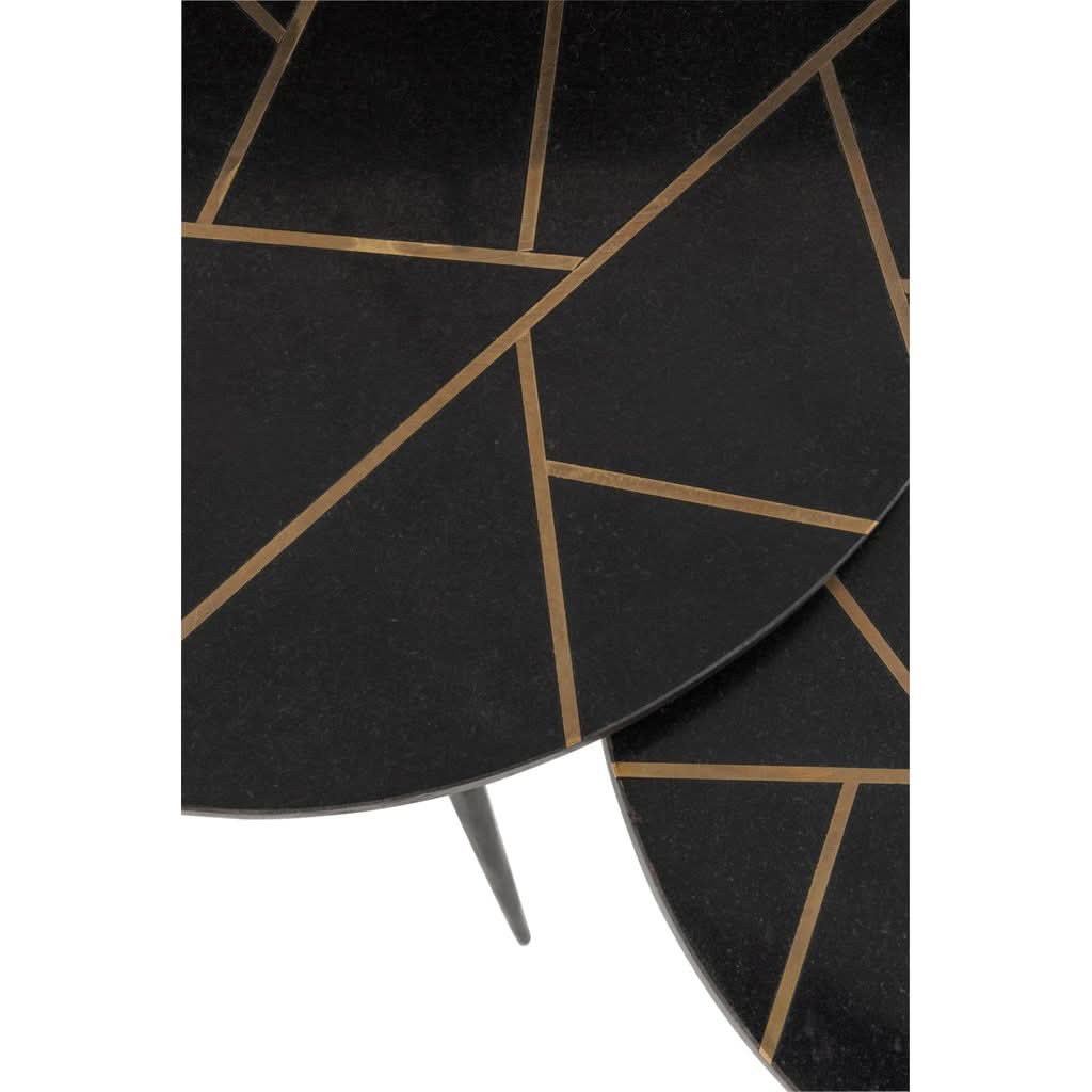 Tables D'Appoint Marbre Fer Doré - Designix