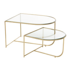 Tables D'Appoint Métal Verre Doré