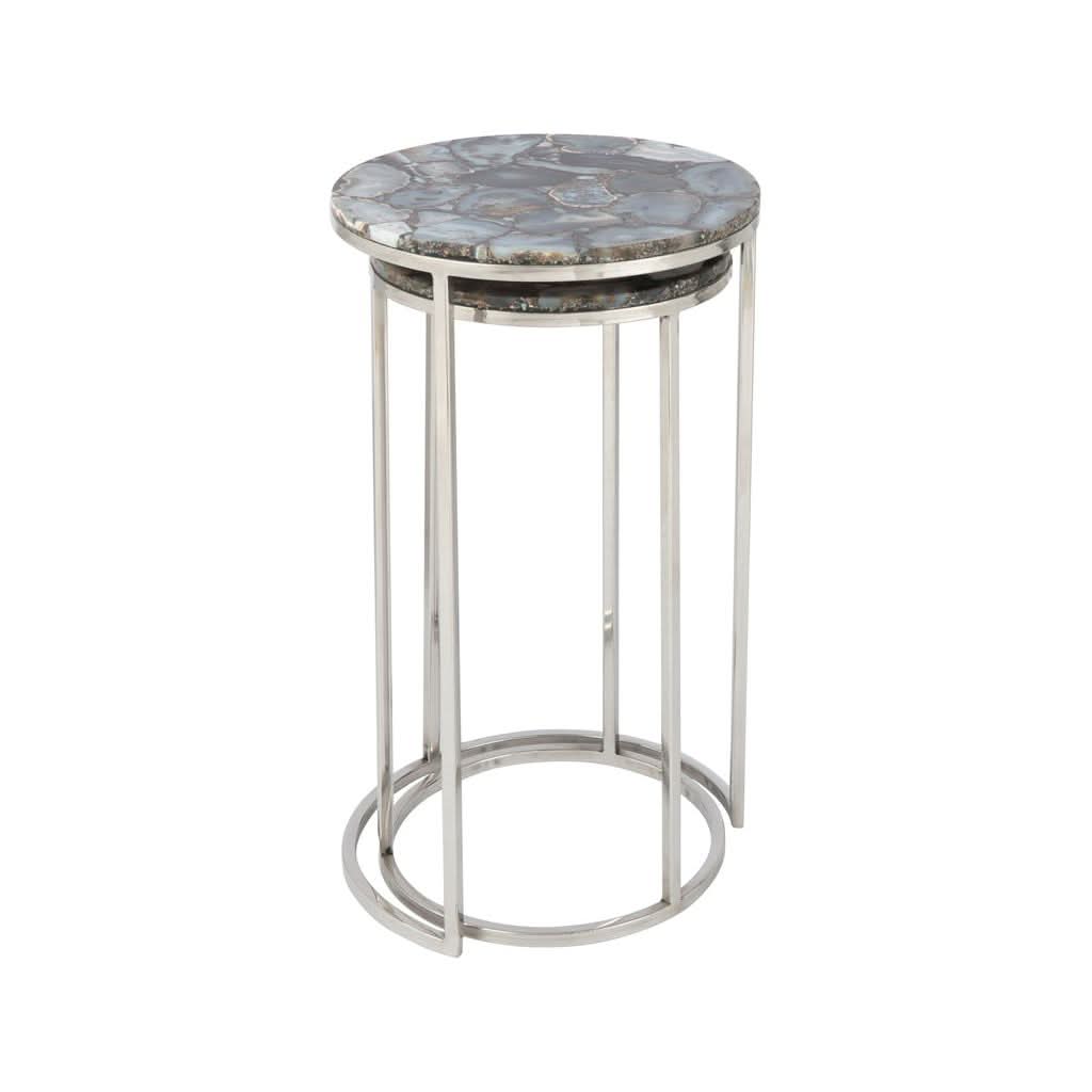 Tables D'Appoint Pierre Agate Métal
