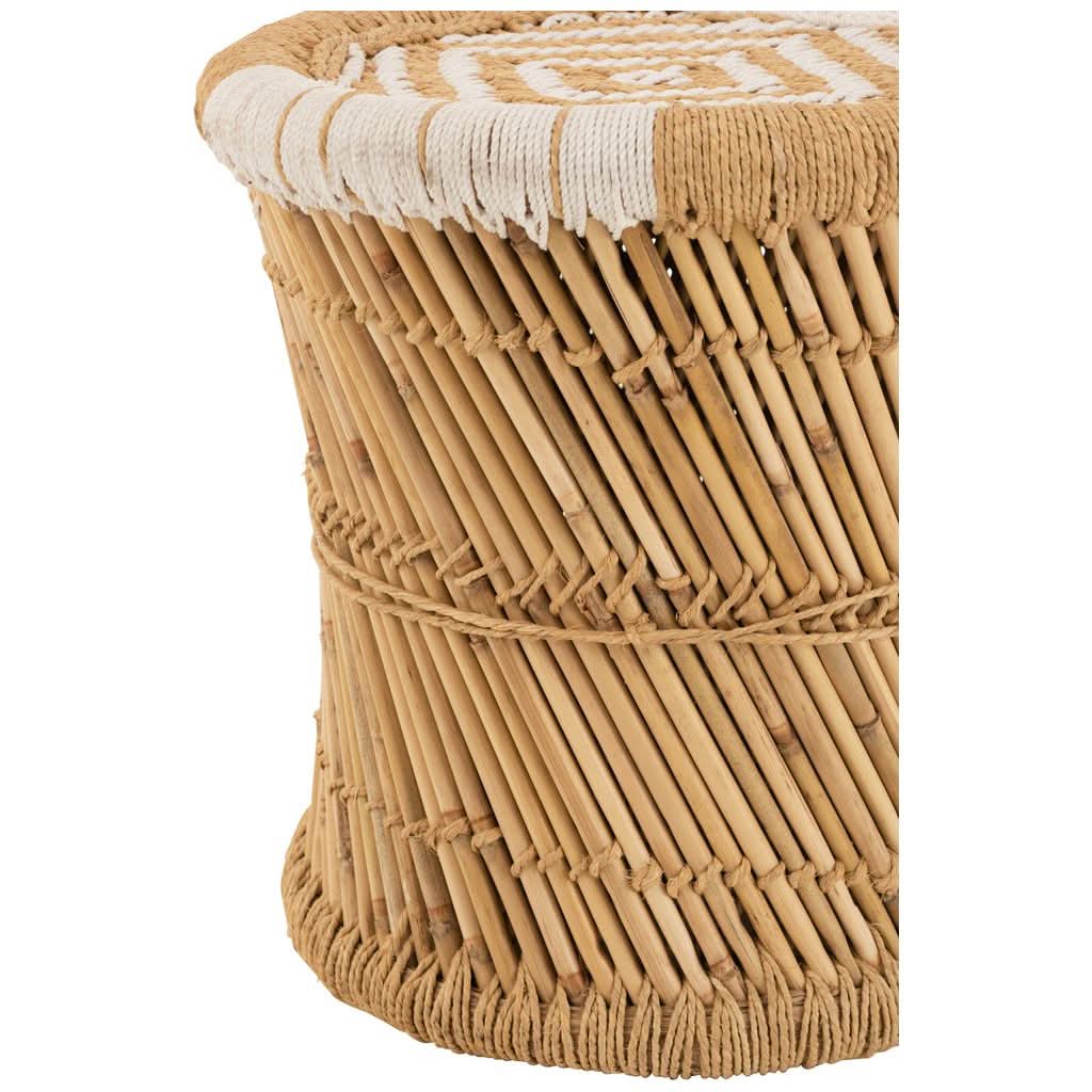 Hocker Bambus Natur Weiß