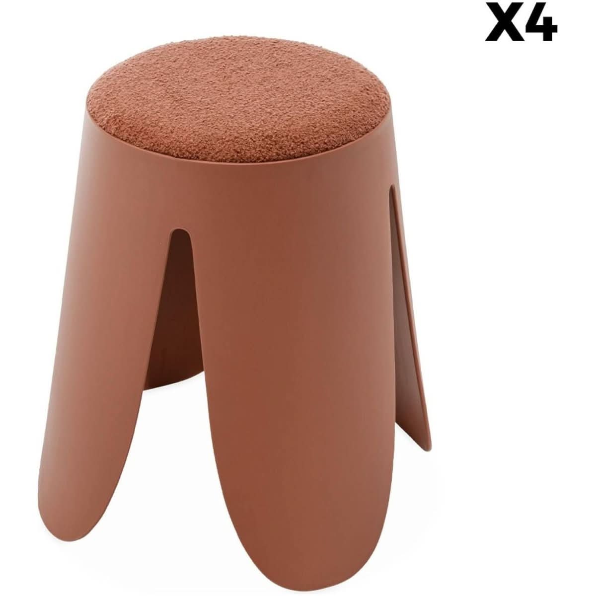 Tabouret Bouclette Texturée Empilable | Uni - Designix Tabouret
