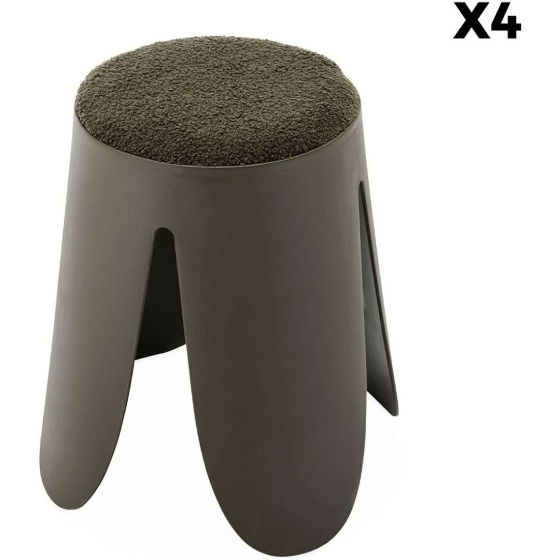 Stapelbarer Hocker in Khaki-Bouclé | Quest