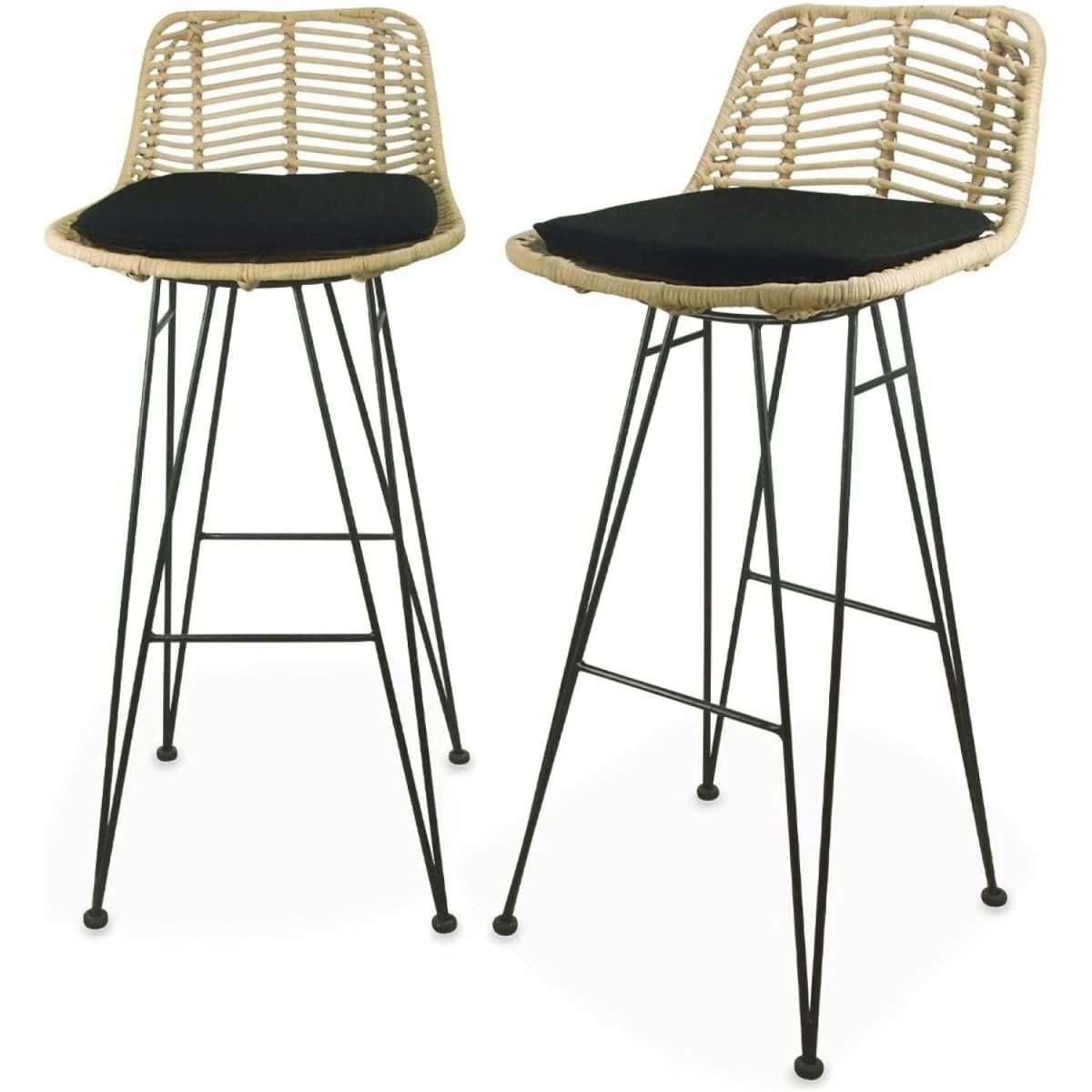 Tabourets Bar Rotin Métal | Éclair - Designix Tabouret