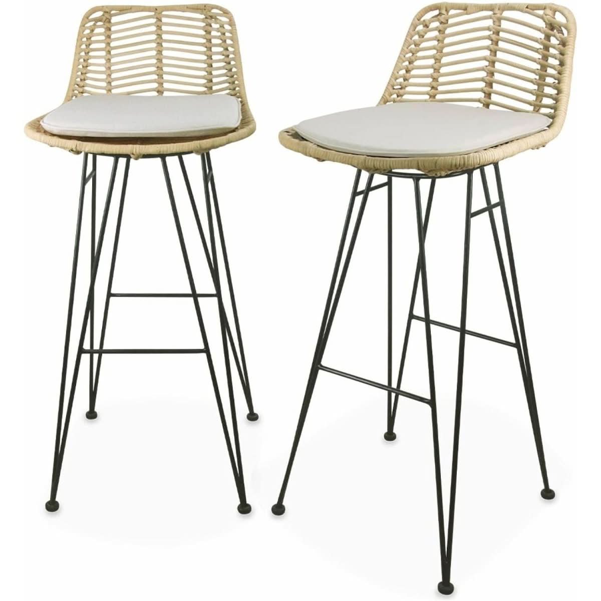 Tabourets Bar Rotin Métal | Joli - Designix Tabouret