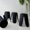 Stapelbare Bouclé-Hocker Schwarz | Grau
