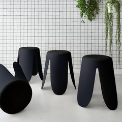Stapelbare Bouclé-Hocker Schwarz | Grau