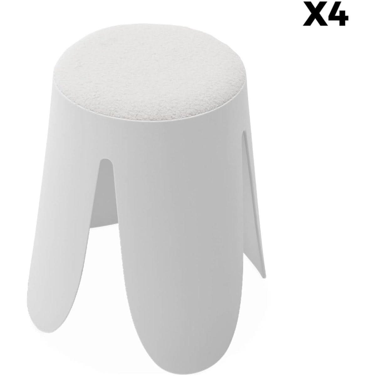 Tabourets Bouclette Texturée Blancs | Océan - Designix Tabouret
