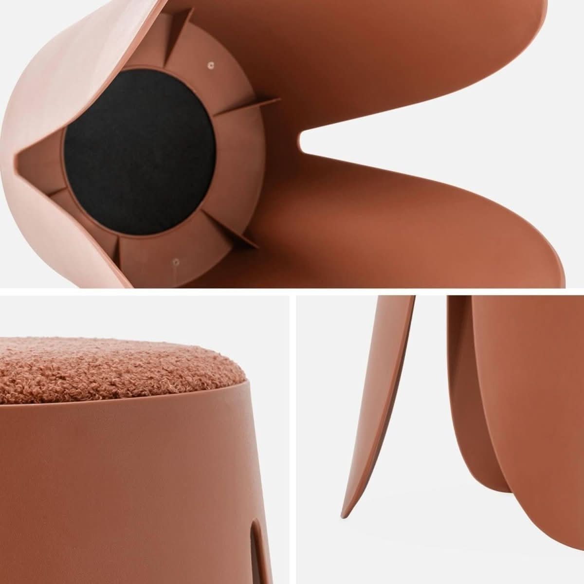 Tabourets Bouclette Texturée Terracotta | Cyan - Designix Chaises