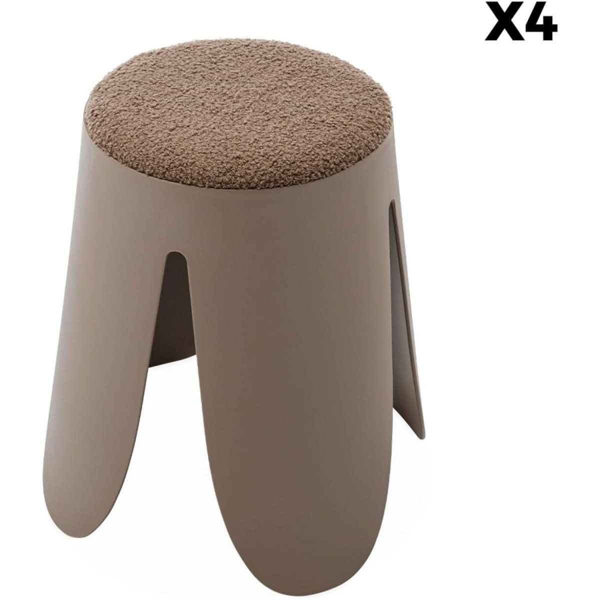 Tabourets Empilables Bouclette Marron | Jazz - Designix Tabouret