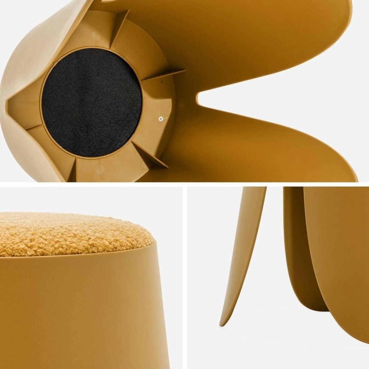 Tabourets Empilables Bouclette Moutarde | Rose - Designix Tabouret