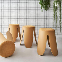 Stapelbare Hocker Bouclé Senfgelb | Rosa
