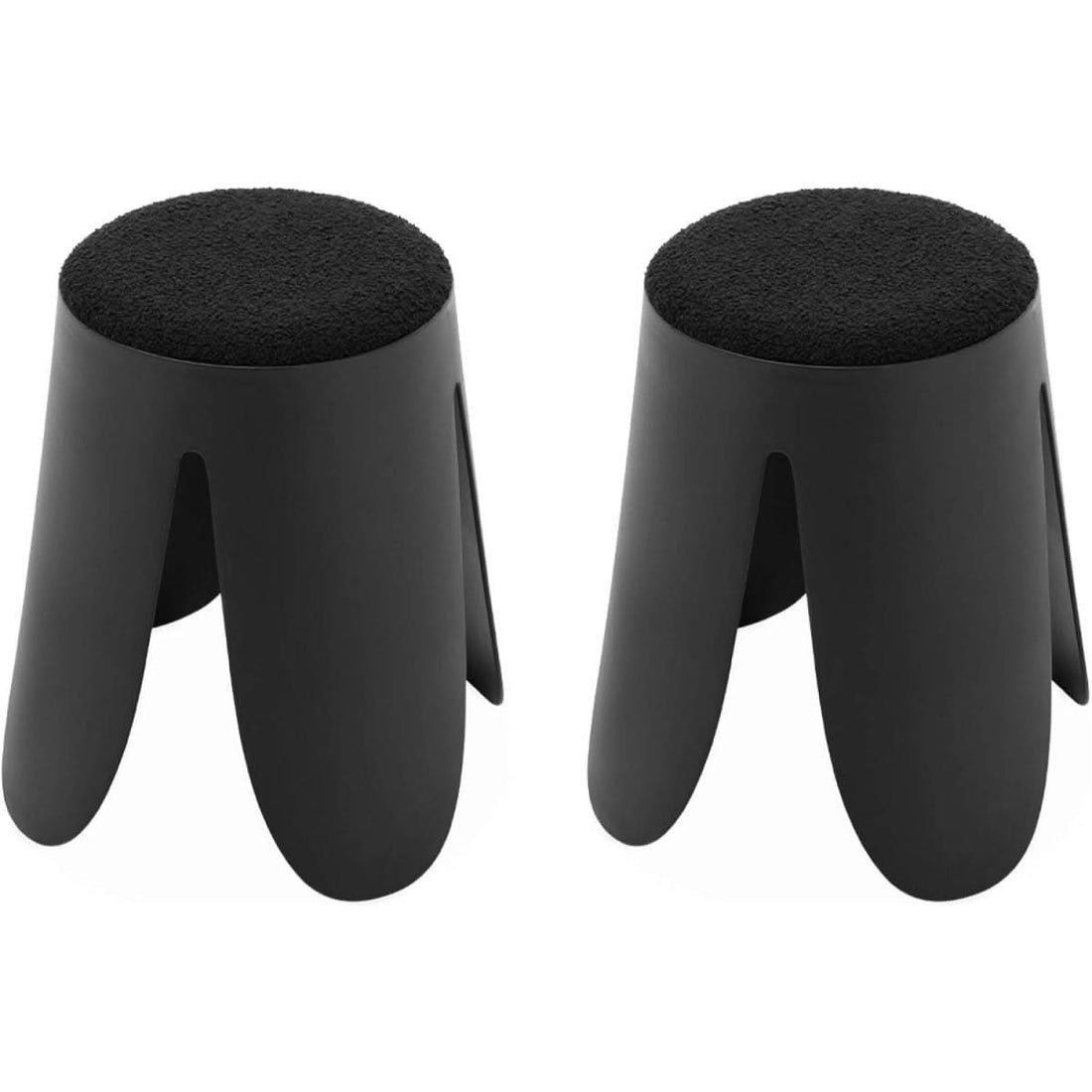 Stapelbare Hocker aus schwarzem Bouclé-Stoff | Jonc